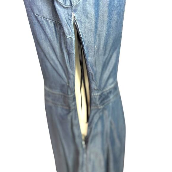 Tommy Hilfiger Shirt Dress Womens Blue Chambray Roll Tab Sleeve Pockets - Picture 10 of 16